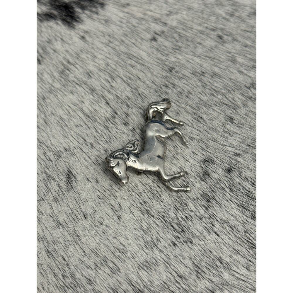 Vtg Native Sterling Silver Running Horse Mustang Unicorn Equestrian Pin Brooch - Picture 3 of 11